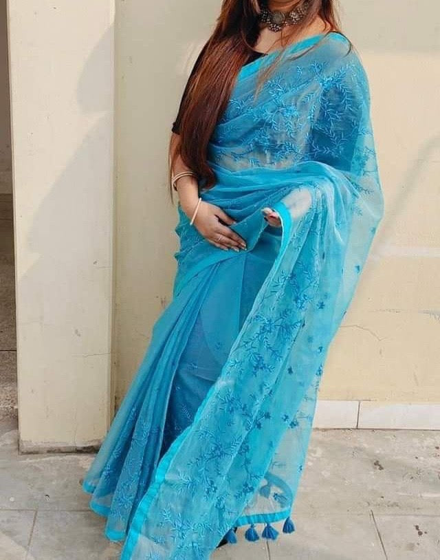 Premium Half-Silk Embroidery Saree