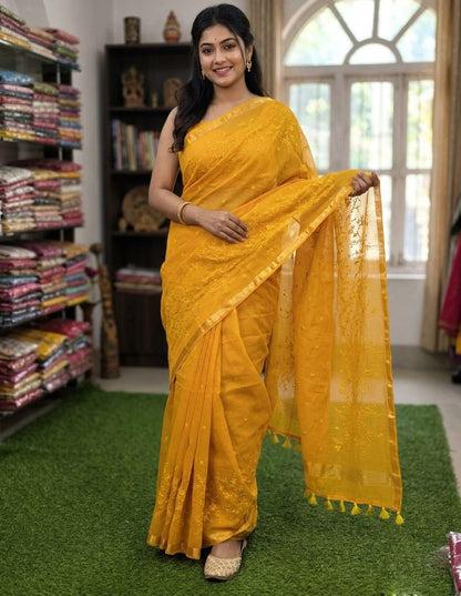Premium Half-Silk Embroidery Saree