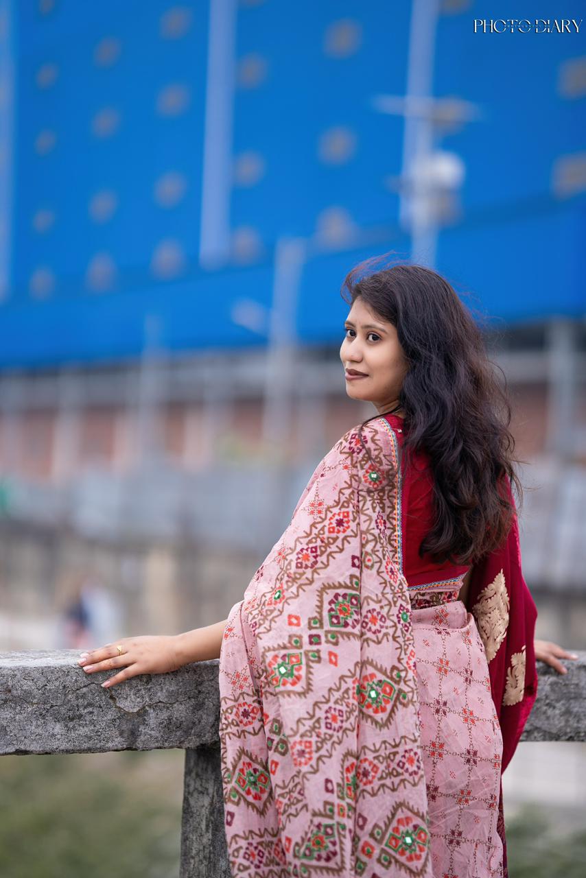 Premium Boutique Silk Saree | 14 Hands Long | Hand Embroidered & Thread Work | Matching Blouse Piece