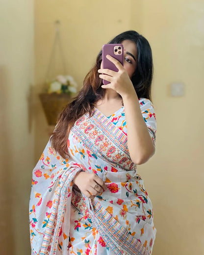 Half Silk Jamdani Saree with Free Blouse Piece | Free Delivery