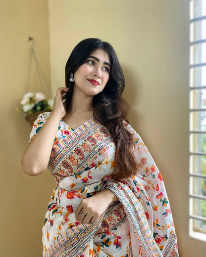 Half Silk Jamdani Saree with Free Blouse Piece | Free Delivery