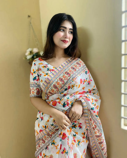 Half Silk Jamdani Saree with Free Blouse Piece | Free Delivery