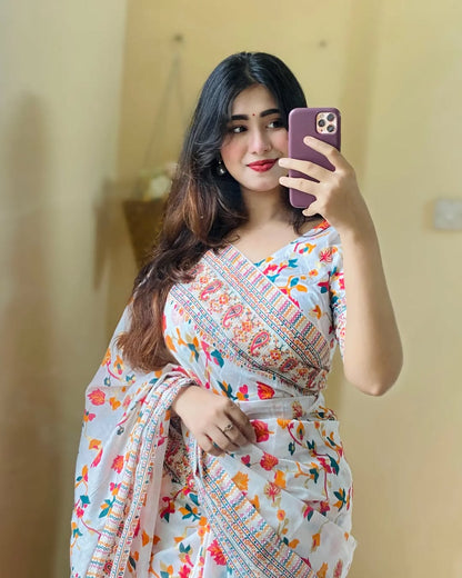 Half Silk Jamdani Saree with Free Blouse Piece | Free Delivery
