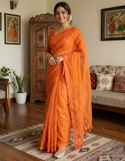 Premium Half-Silk Embroidery Saree