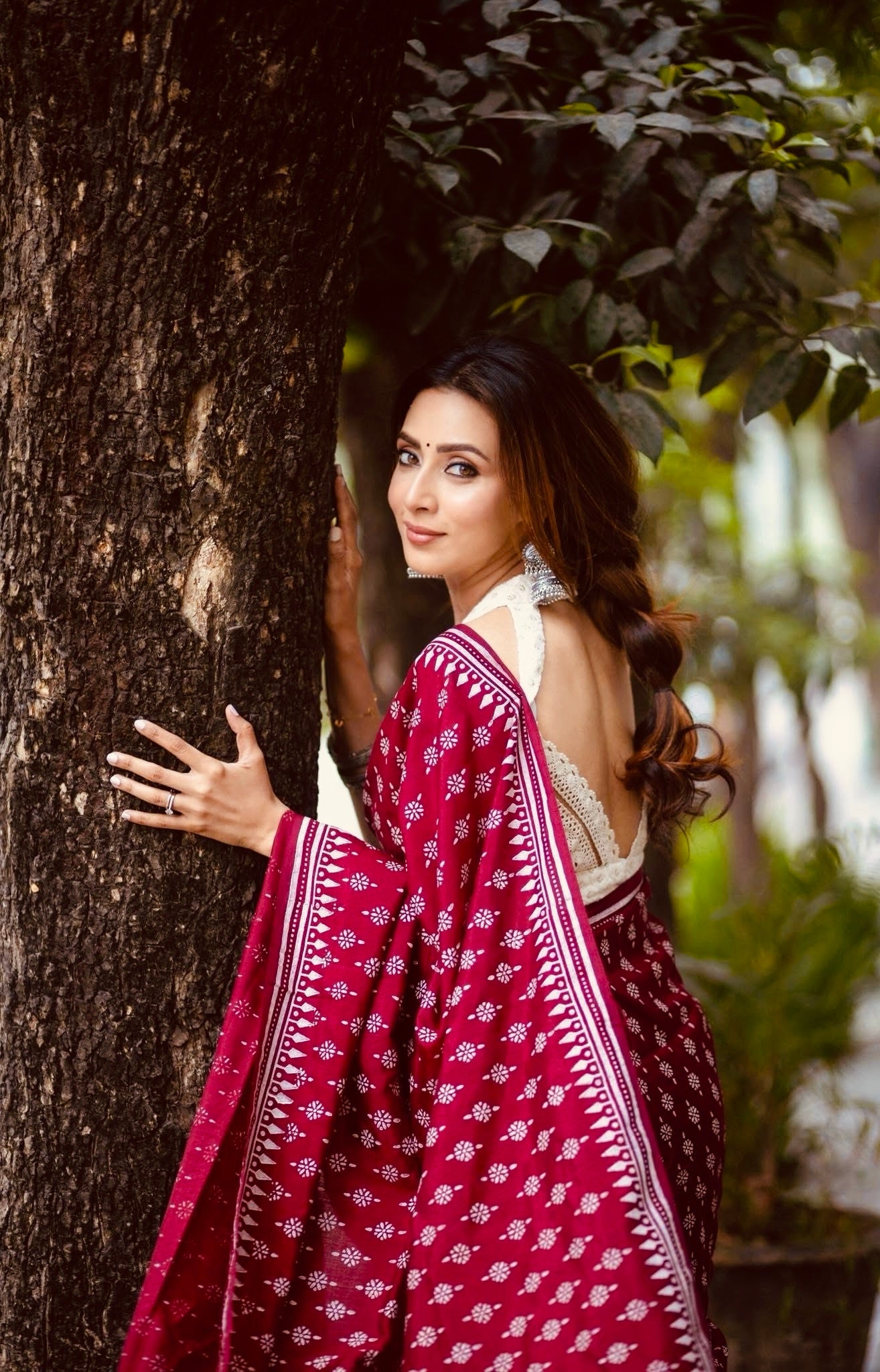 Deep Maroon Heritage Digital Print Saree